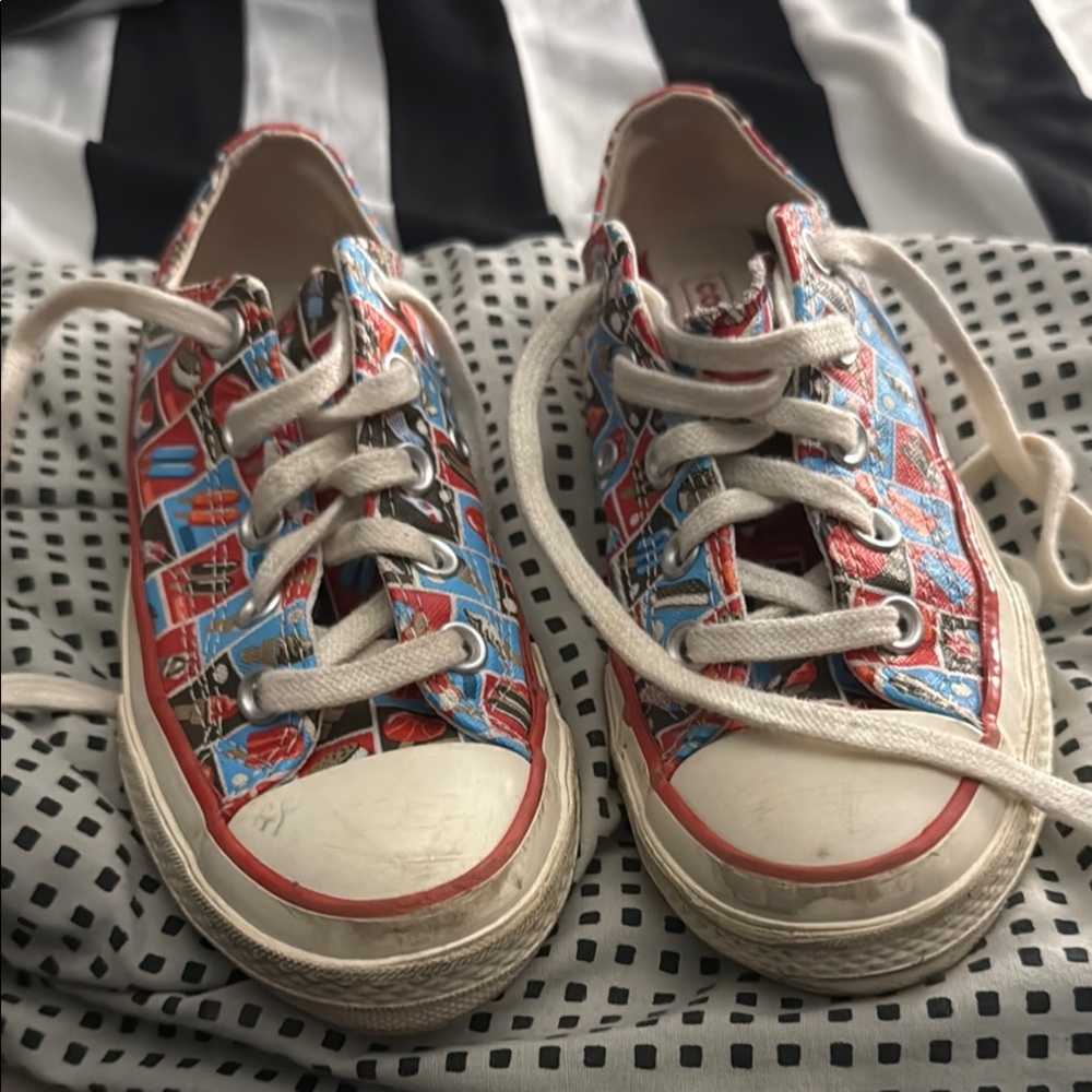 Converse Red and Blue Canvas Sneakers Classic Design